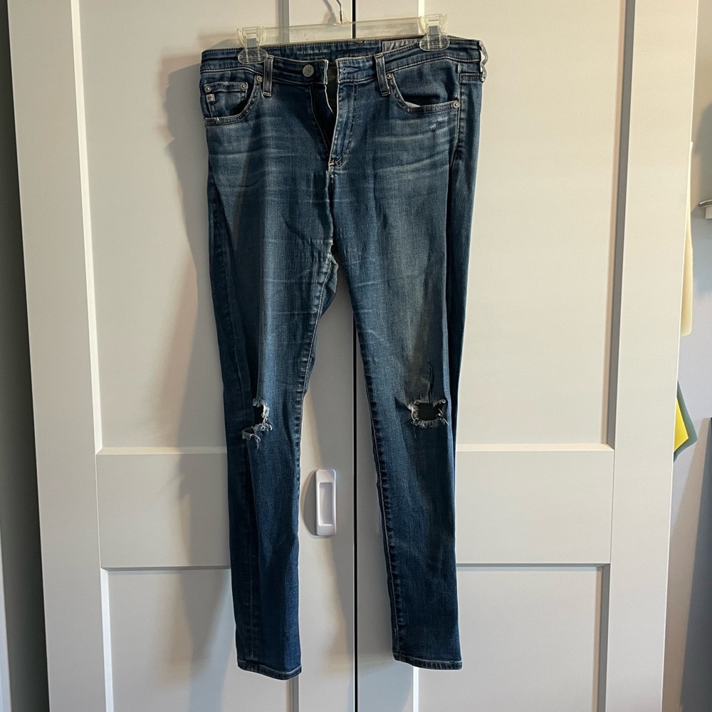Ag Adriano Goldschmied Skinny Jeans with Distressing Women’s Size 28